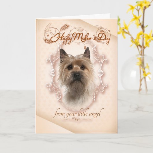 Funny Cairn Terrier Mother's Day Card Kaart (Gele Bloem)