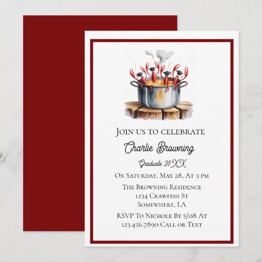 Funny Cajun Graduation Party Kaart (Voorkant / Achterkant)