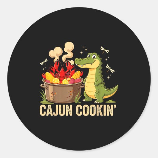 Funny Cajun Louisiana Boil Alligator Crawfish Mard Ronde Sticker (Voorkant)