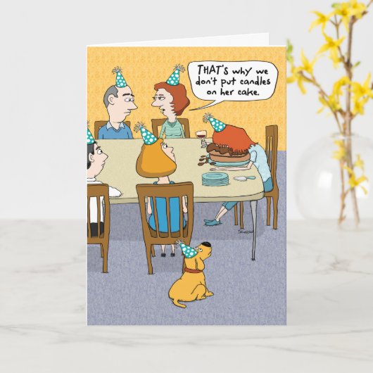 Funny Cake Face Plant Verjaardag Kaart (Gele Bloem)