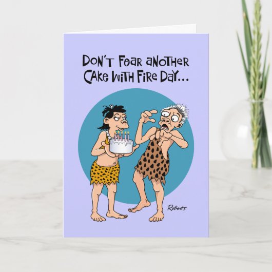 Funny Cake met Fire Verjaardag Kaart (Voorkant)