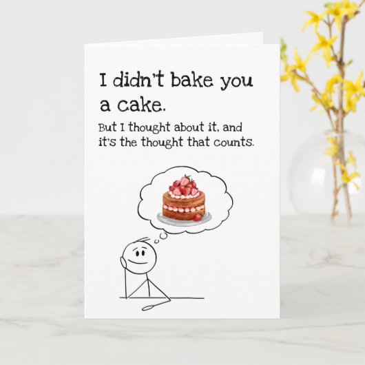 Funny Cake Verjaardag Kaart (Gele Bloem)