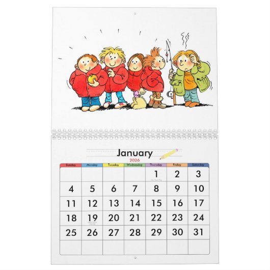 Funny Calendar for Kids - Blue Kinder Calendars Kalender (Jan 2026)