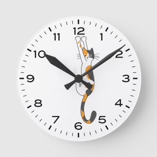 Funny Calico Cat Hangen Ronde Klok (Voorkant)