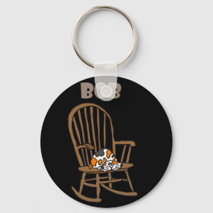 Funny Calico Cat in Rocking Stoel Sleutelhanger