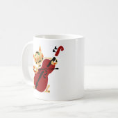 Funny Calico Cat Palling Cello Art Cartoon Koffiemok (Voorkant links)