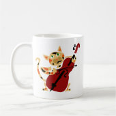 Funny Calico Cat Palling Cello Art Cartoon Koffiemok (Links)