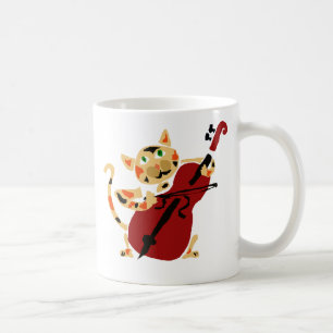 Funny Calico Cat Palling Cello Art Cartoon Koffiemok