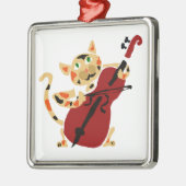 Funny Calico Cat Palling Cello Art Cartoon Metalen Ornament (Links)