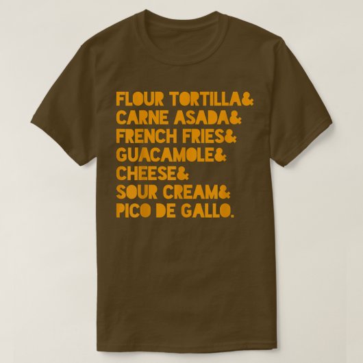 Funny California Burrito Meican Recipe T-shirt (Design voorkant)