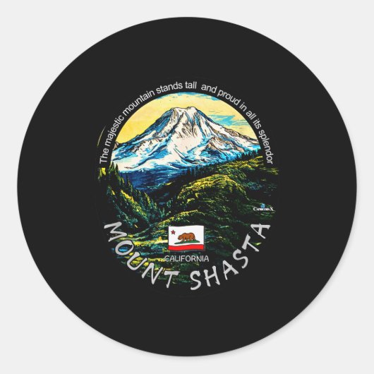 Funny California's Majestic Mount Shasta Hiking Mo Ronde Sticker (Voorkant)