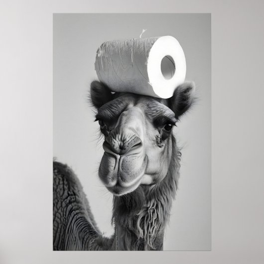 Funny Camel Bathroom Art Print, Toilet Paper Humor Poster (Voorkant)