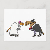 Funny Camel Bride en Groom Wedding Cartoon Briefkaart (Voorkant)