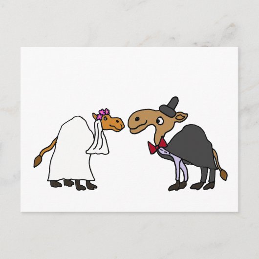 Funny Camel Bride en Groom Wedding Cartoon Briefkaart (Voorkant)