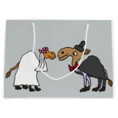 Funny Camel Bride en Groom Wedding Cartoon Large Cadeautasje (Voorkant)