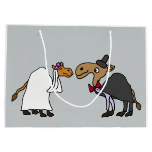 Funny Camel Bride en Groom Wedding Cartoon Large Cadeautasje