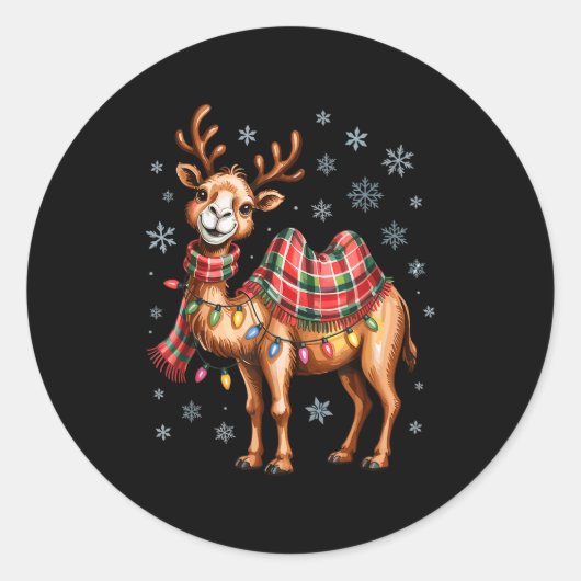 Funny Camel Christmas Cute Animal Lovers Holiday P Ronde Sticker (Voorkant)