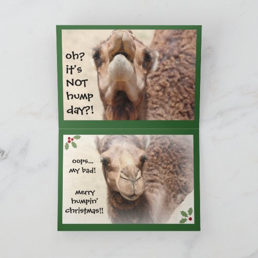 Funny Camel Hump Day Christmas Kaart (groen) (Binnen)