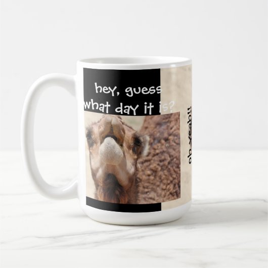 Funny Camel HUMP DAY Coffee Mok, zwart & Tan Koffiemok (Links)