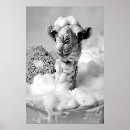 Funny Camel in Bathtub Print, Vintage Bathroom Poster (Voorkant)
