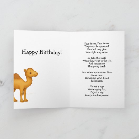 Funny Camel Knees Age Burn  Kaart (Binnen)