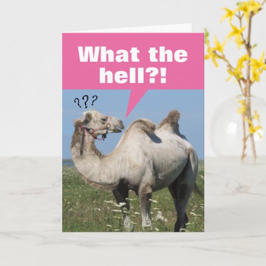 Funny Camel met droopy Humps Birthday Kaart (Gele Bloem)