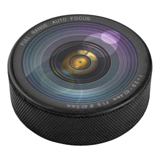 Funny Camera Lens Round Hockey Puck (3/4)