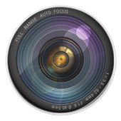 Funny Camera Lens Round Keramische Knop (Voorkant)