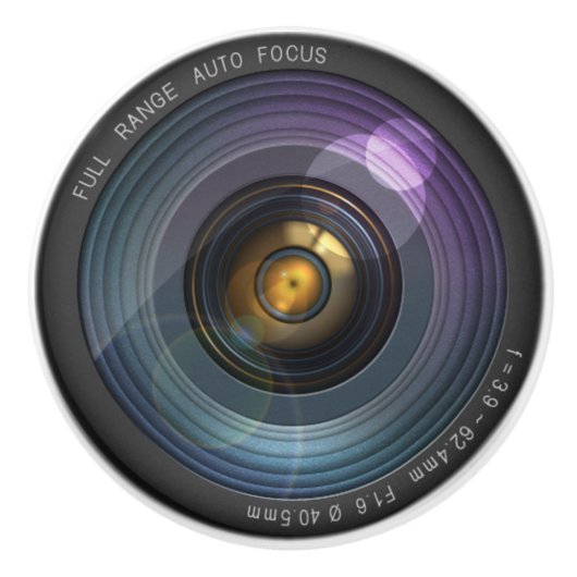 Funny Camera Lens Round Keramische Knop (Voorkant)
