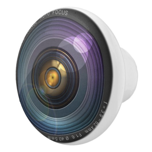Funny Camera Lens Round Keramische Knop (Rechts)