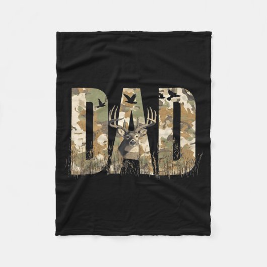 Funny Camo Dad Hunting Camouflage Deer Father's Da Fleece Deken (Voorkant)