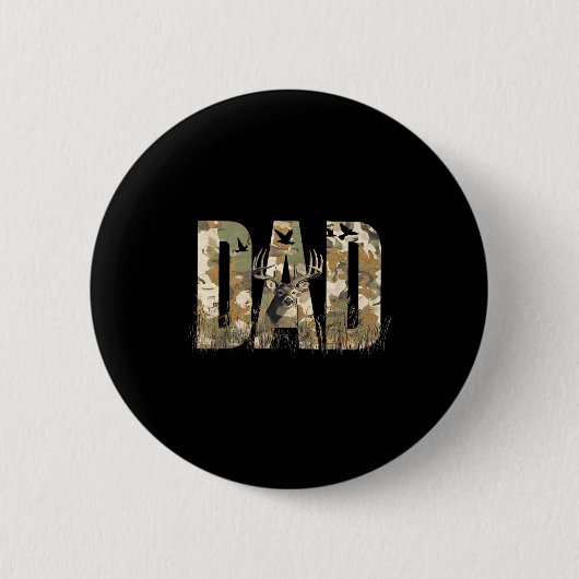 Funny Camo Dad Hunting Camouflage Deer Father's Da Ronde Button 5,7 Cm (Voorkant)