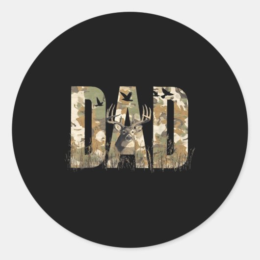 Funny Camo Dad Hunting Camouflage Deer Father's Da Ronde Sticker (Voorkant)