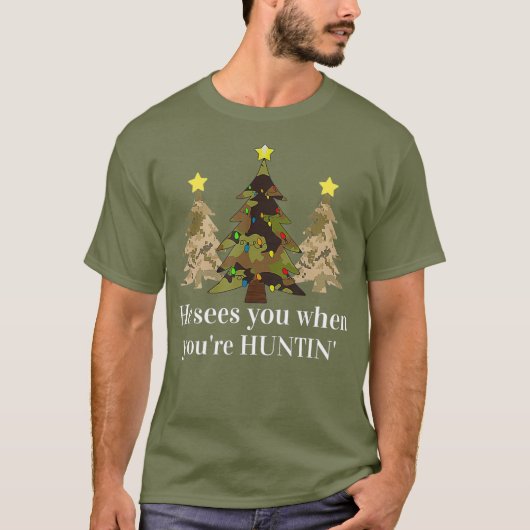 Funny Camo Kerstbomen Mannen voor jagers T-shirt (Voorkant)
