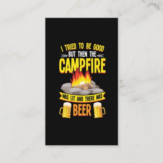 Funny Camping and Beer Lover Campfire Humor Visitekaartje (Voorkant)