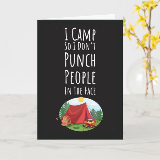 Funny Camping Cards For Adults Campfire Mountains Kaart (Gele Bloem)