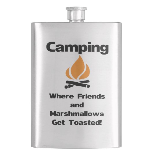 Funny Camping Gezegde met Marshmallows en vrienden Heupfles (Voorkant)