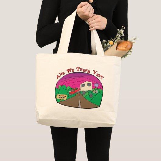 Funny Camping Grote Tote Bag (Voorkant (product))