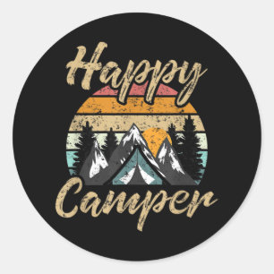 Funny Camping Hiking Lover Cadeau Happy Camper Ronde Sticker