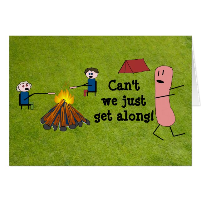 Funny Camping Hotdog-kaart (Voorkant Horizontaal)