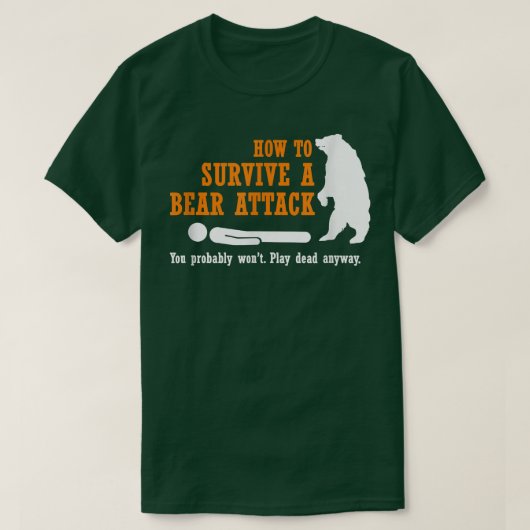Funny Camping - How to Survive a Bear Attack T-shirt (Design voorkant)