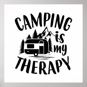 Funny Camping is mijn Therapy woordkunst Poster