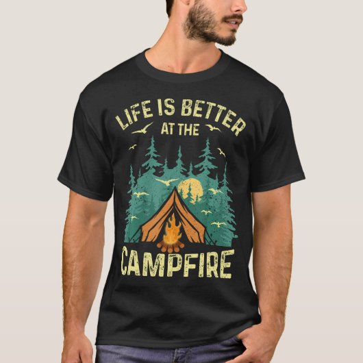 Funny Camping Lover Design For Men Women Camping V T-shirt (Voorkant)