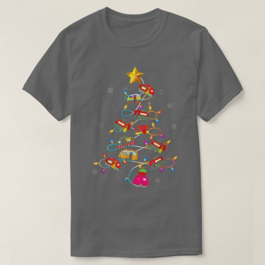 Funny Camping Merry Christmas Tree Campers Snowman T-shirt (Design voorkant)