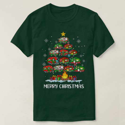 Funny Camping Merry Kerstree Camper Family Xm T-shirt (Design voorkant)