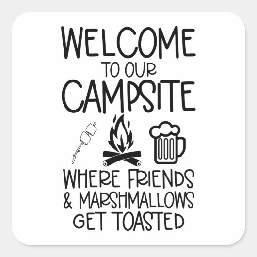 Funny Camping Quote Vierkante Sticker (Voorkant)