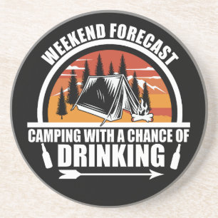 Funny camping quote zandsteen onderzetter