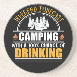 Funny camping quote zandsteen onderzetter