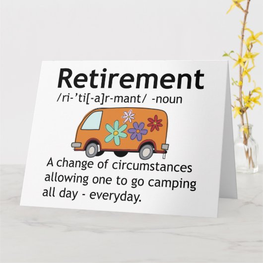 Funny Camping Retirement Definition Kaart (Gele Bloem)