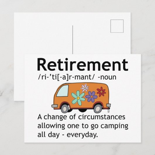 Funny Camping Retirement Definition Kaart (Voorkant / Achterkant)